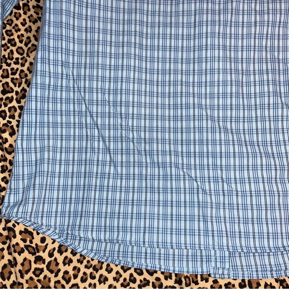 Laura Scott Large Plaid Pastel Blue Chest Pocket Long Sleeved Collared Buttoned - Picture 4 of 6
